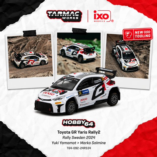 PREORDER Tarmac Works HOBBY64 1/64 Toyota GR Yaris Rally2 Rally Sweden 2024 Yuki Yamamoto / Marko Salminen T64-092-24RS34 (Approx. Release Date :  SEP 2026 subject to manufacturer's final decision)