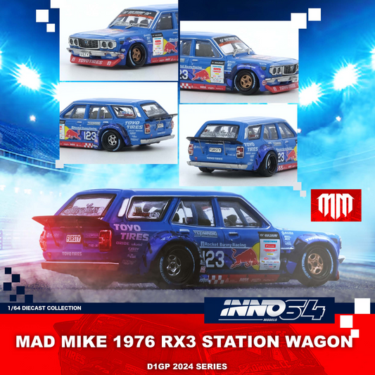 INNO64 1/64 MAD MIKE 1976 MAZDA RX3 Station Wagon D1GP Series 2024 IN64-RX3P-D1GP24
