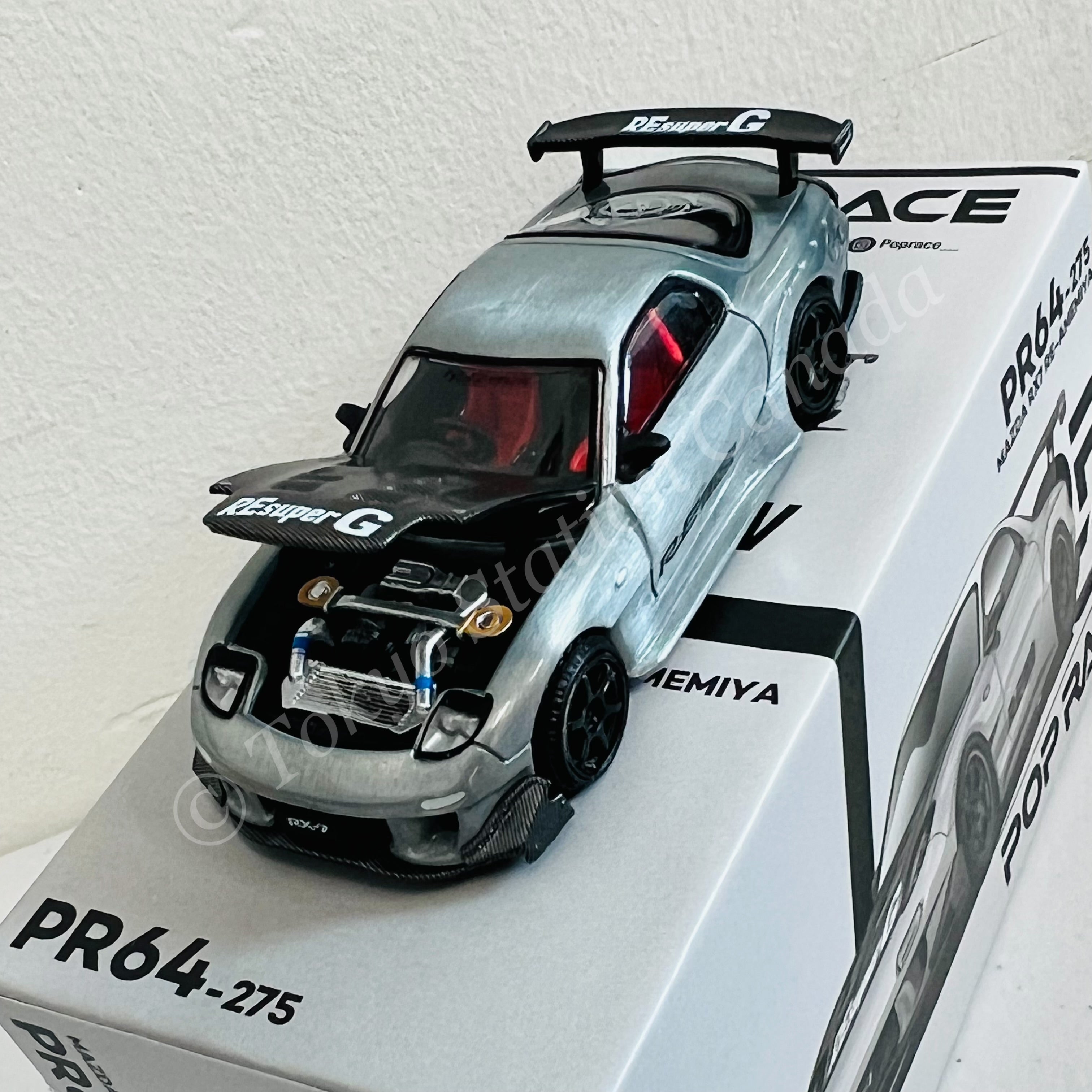 POPRACE 1/64 Mazda RX7 RE-AMEMIYA Widebody Silver Japan MINICAR A