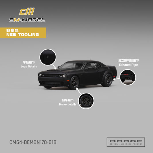 PREORDER CM MODEL 1/64 Dodge Demon 170 Matte Black CM64-Demon170-01B (Approx. Release Date : Q4 2026 subject to manufacturer's final decision)