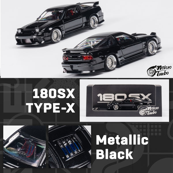 PREORDER Micro Turbo 1/64 Custom 180SX Type X - Metallic Black  (Approx. Release Date : MAY 2024 subject to manufacturer's final decision)