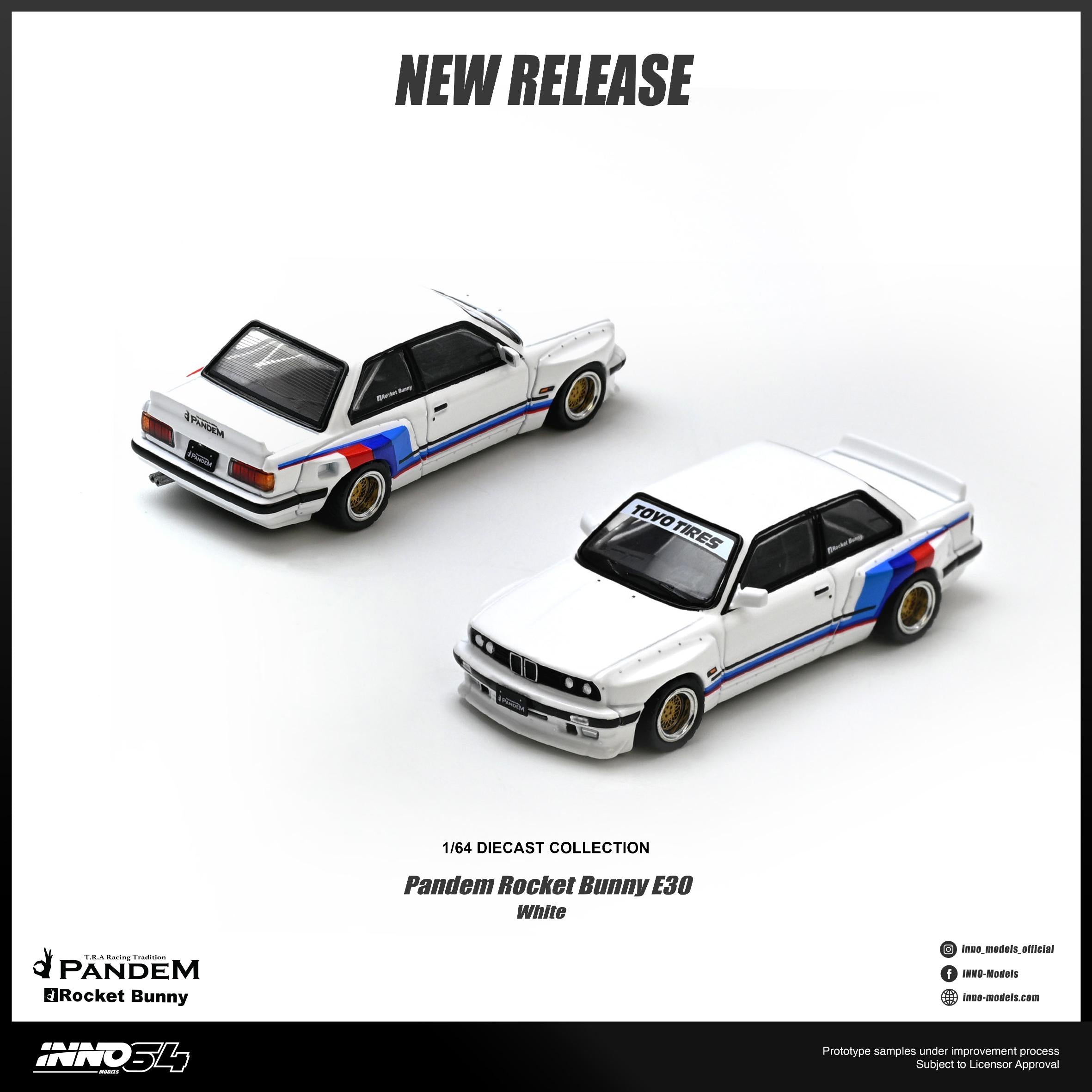 1/64 シェル 32GT-R パンデム ロケバニINNO64 × TINY PREORDER INNO64 1/64 PANDEM ROCKET BUNNY E30 White IN64-E30P-WHI