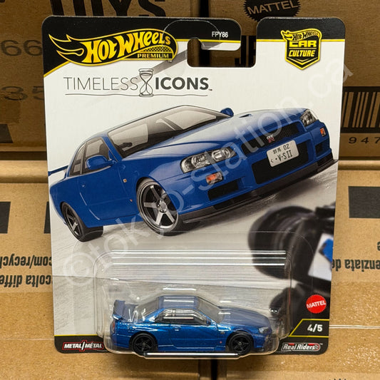 HOTWHEELS PREMIUM TIMELESS ICONS NISSAN SKYLINE GT-R V-SPEC II (BNR34) JBK92