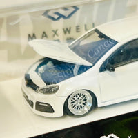 MAXWELL 1/64 GOLF R MK6 Two-Door Pearl White with BBS Lowride (HEC 2025 Event Model)