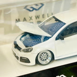 MAXWELL 1/64 GOLF R MK6 Two-Door Pearl White with BBS Lowride (HEC 2025 Event Model)