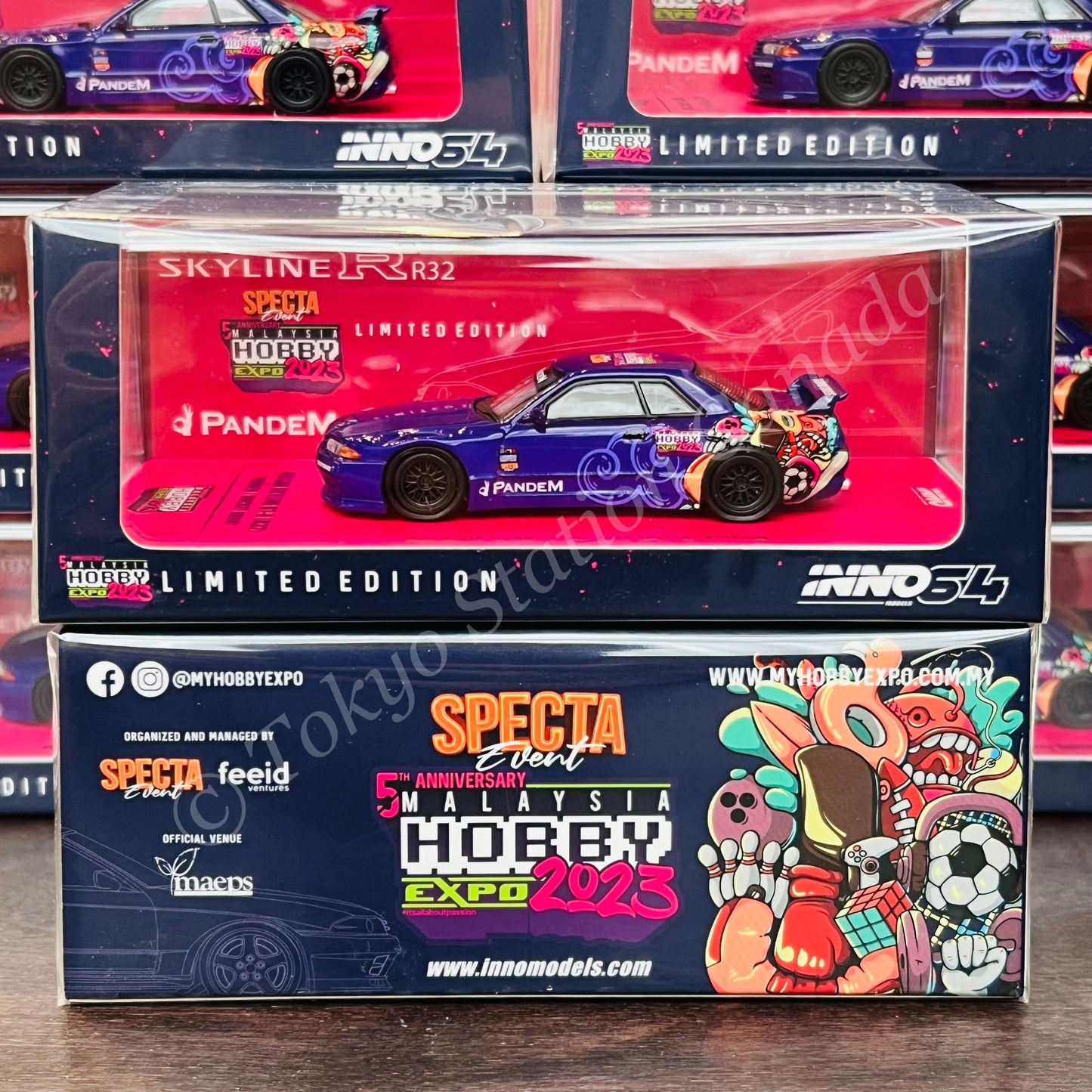 INNO64 1/64 NISSAN SKYLINE GT-R (R32) "PANDEM" Malaysia HOBBY EXPO 2023 IN64-R32P-MHX23