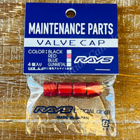 RAYS ALUMINUM VALVE CAP 4PC SET RD (Red)