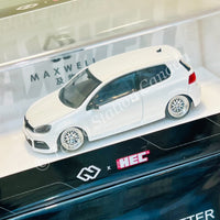 MAXWELL 1/64 GOLF R MK6 Two-Door Pearl White with BBS Lowride (HEC 2025 Event Model)