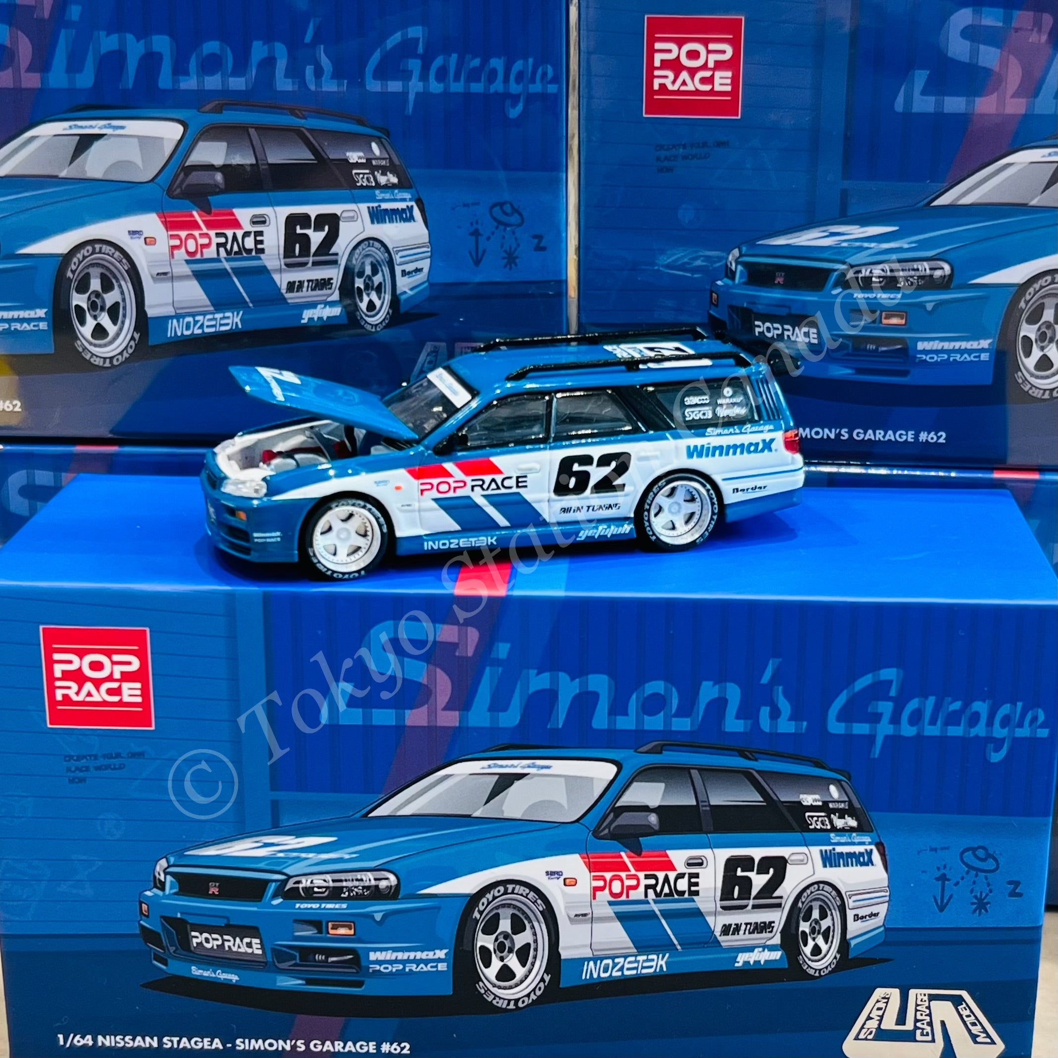 2期　セット　psa9 POPRACE 1/64 Nissan Stagea - Simon's Garage #62 Exclusive Model