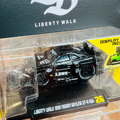 Muscle Machines 1/64 Liberty Walk 1999 Nissan Skyline GT-R R34 15566BK