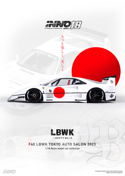 INNO18 1/18 RESIN LBWK F40 White Tokyo Auto Salon 2023 IN18R-LBWKF40-TAS23