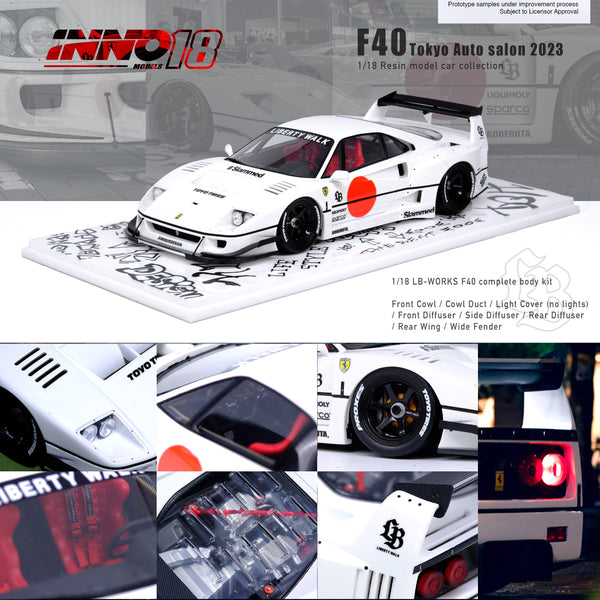 PREORDER INNO18 1/18 RESIN LBWK F40 White Tokyo Auto Salon 2023  IN18R-LBWKF40-TAS23 (Approx. Release Date : MARCH 2024 subject to the  manufacturer's 