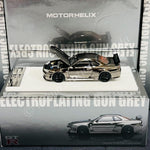 MOTORHELIX 64SENIOR 1/64 Customized Nissan Skyline GT-R R34 NISMO Electroplating Gun Grey HEC 2025 Exclusive Model M63415
