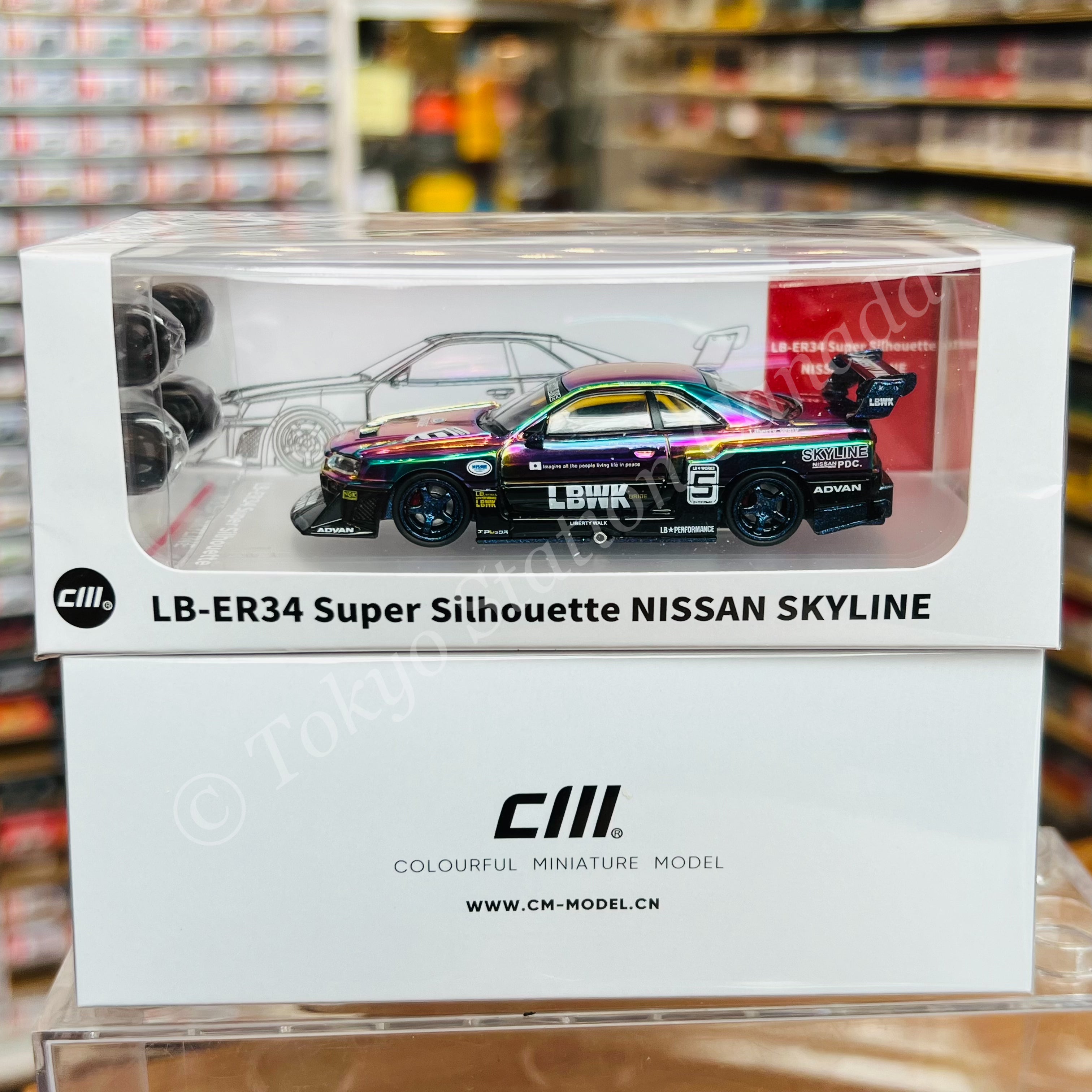 CM MODEL 1/64 Nissan LBWK ER34 Super Silhouette Chrome Color