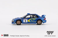 PREORDER MINI GT 1/64 Subaru Impreza WRC99 – #5 Richard Burns / Robert Reid – Winner, 1999 Rally Australia – Australia Exclusive MGT00986-BL (Approx. Release Date : Q3 2025 subject to manufacturer's final decision)