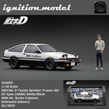 PREORDER Ignition Model 1/18 	INITIAL D Toyota Sprinter Trueno 3Dr GT Apex(AE86) White/Black With Mr.Bunta IG3659 (Approx. Release Date : Q1 2025 subject to manufacturer's final decision)