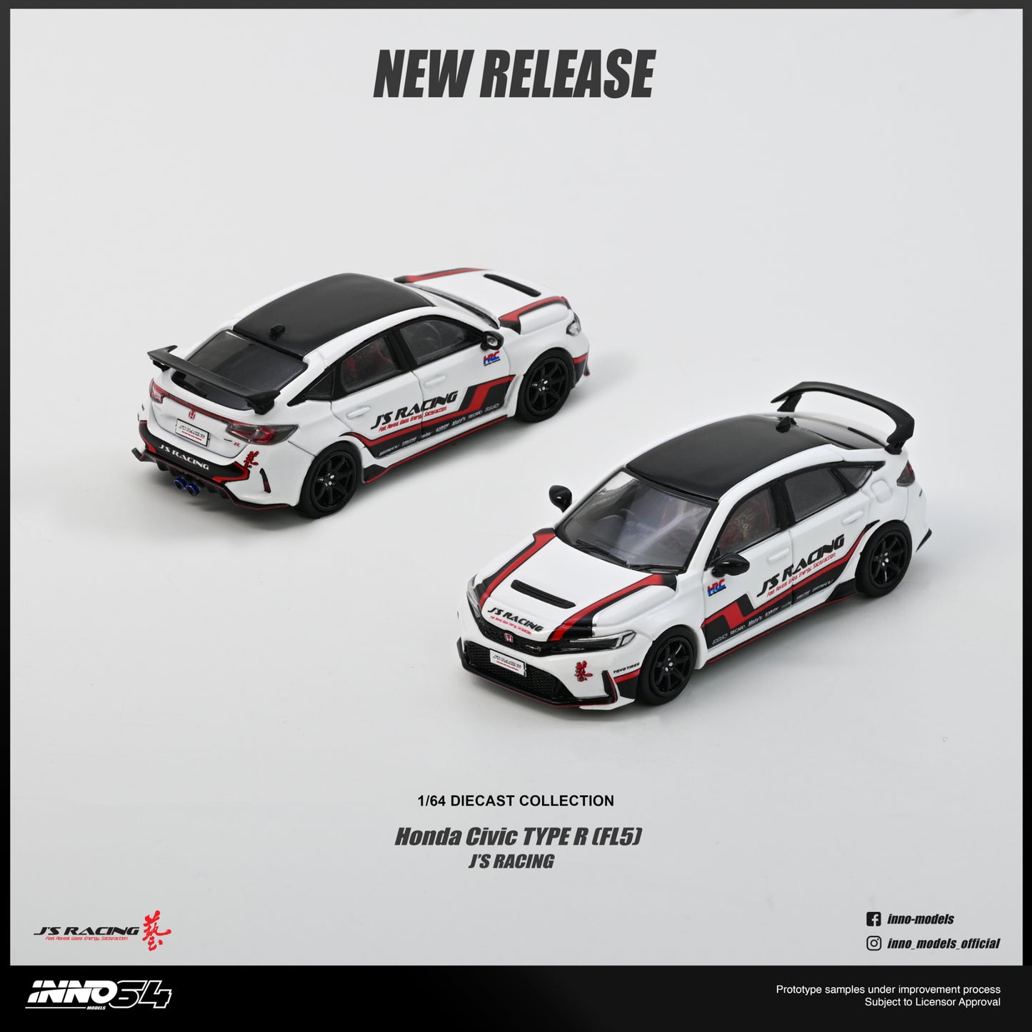 PREORDER INNO64 1/64 HONDA CIVIC (FL5) J'S RACING IN64-FL5JS-WHI (Approx. Release Date : Q4 2026 subject to the manufacturer's final decision)