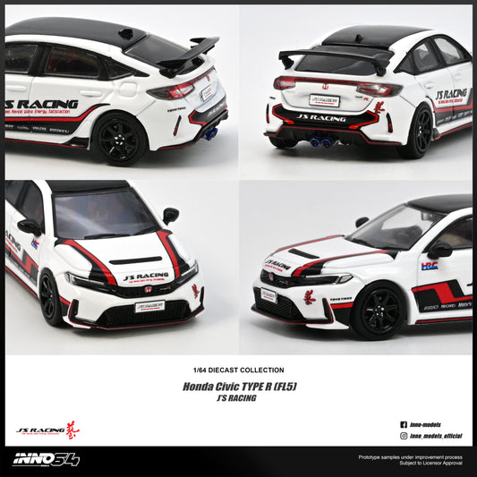 PREORDER INNO64 1/64 HONDA CIVIC (FL5) J'S RACING IN64-FL5JS-WHI (Approx. Release Date : Q4 2026 subject to the manufacturer's final decision)