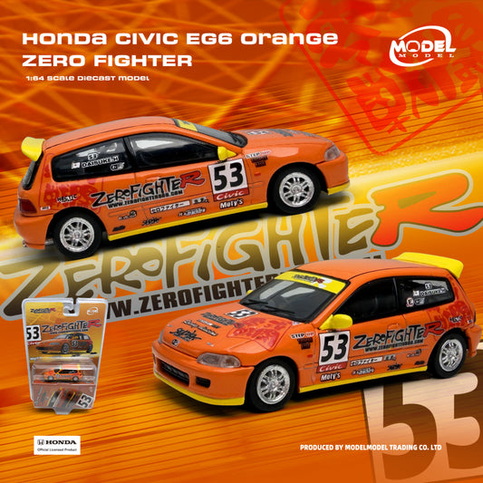 PREORDER MODELMODEL 1/64 Honda Civic EG6 Orange Zero Fighter (Blister Pack) MM64-EG6-002 (Approx. Release Date: Q4 2026 and subject to the manufacturer's final decision)