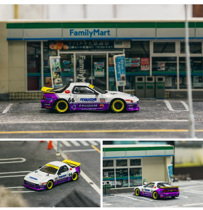 Tarmac Works HOBBY64 1/64 Pandem Mazda RX-7 FC3S White / Purple T64-066-WP