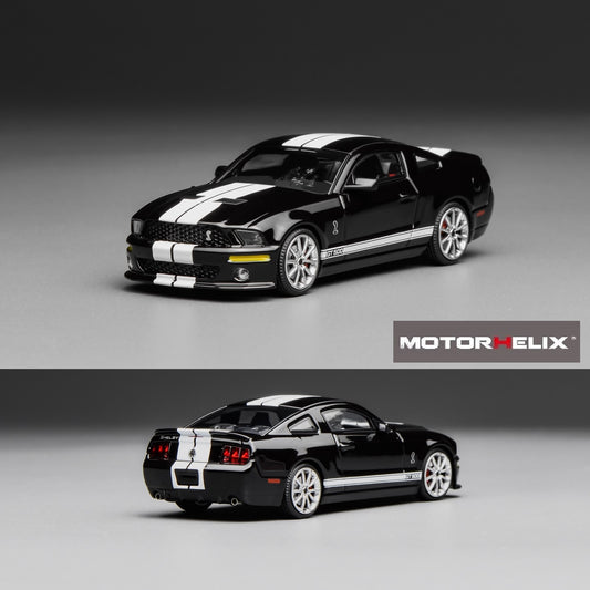 PREORDER Motorhelix x Greenlight 1/64 Ford Mustang Shelby GT500 2007 BLACK with White Stripe GL-1251005B (Approx. Release Date: Q2 2026 and subject to the manufacturer's final decision)