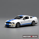 PREORDER Motorhelix x Greenlight 1/64 Ford Mustang Shelby GT500 2007 White with Blue Stripe GL-1251005C (Approx. Release Date: Q2 2026 and subject to the manufacturer's final decision)