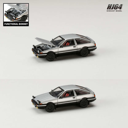 HOBBY JAPAN 1/64 Toyota SPRINTER TRUENO GT APEX (AE86) JDM Style Silver/Black HJ641052ASB