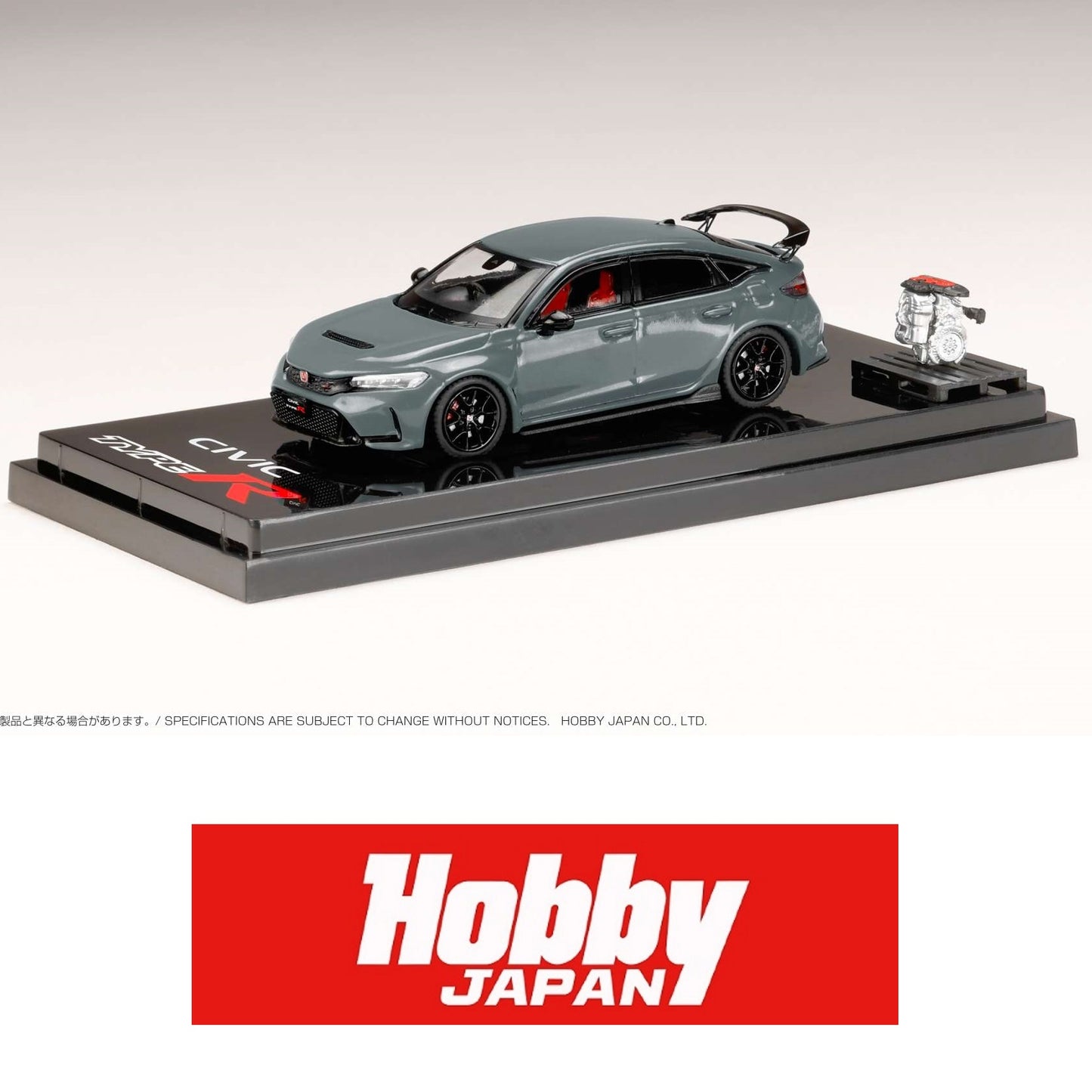 HOBBY JAPAN 1/64 Honda CIVIC TYPE R (FL5) with Engine Display Model Sonic Gray Pearl HJ641063GM