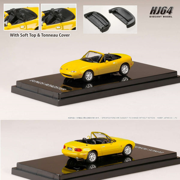 HOBBY JAPAN 1/64 EUNOS ROADSTER (NA6CE) J-LIMITED  with Tonneau Cover SUNBURST YELLOW HJ642025BY