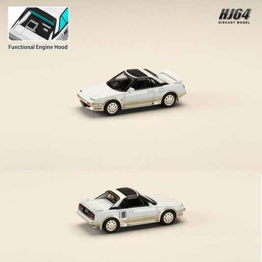 HOBBY JAPAN 1/64 Toyota MR2 1600G-LIMITED SUPER CHARGER / SUPER EDITION 1988 T BAR ROOF - White / Beige Metallic HJ642056ASE