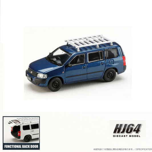 HOBBY JAPAN 1/64 Toyota PROBOX Customized ver. with ROOF CARRIER - Dark Blue Mica HJ642062BL
