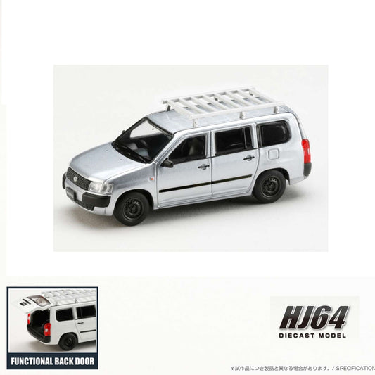 HOBBY JAPAN 1/64 Toyota PROBOX Customized ver. with ROOF CARRIER - Silver Metallic HJ642062S