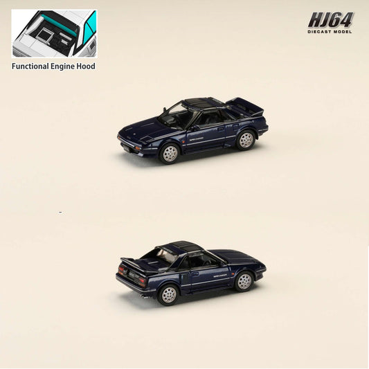 HOBBY JAPAN 1/64 Toyota MR2 1600G-LIMITED SUPER CHARGER 1988 T BAR ROOF - Blue Mica HJ643056ABL