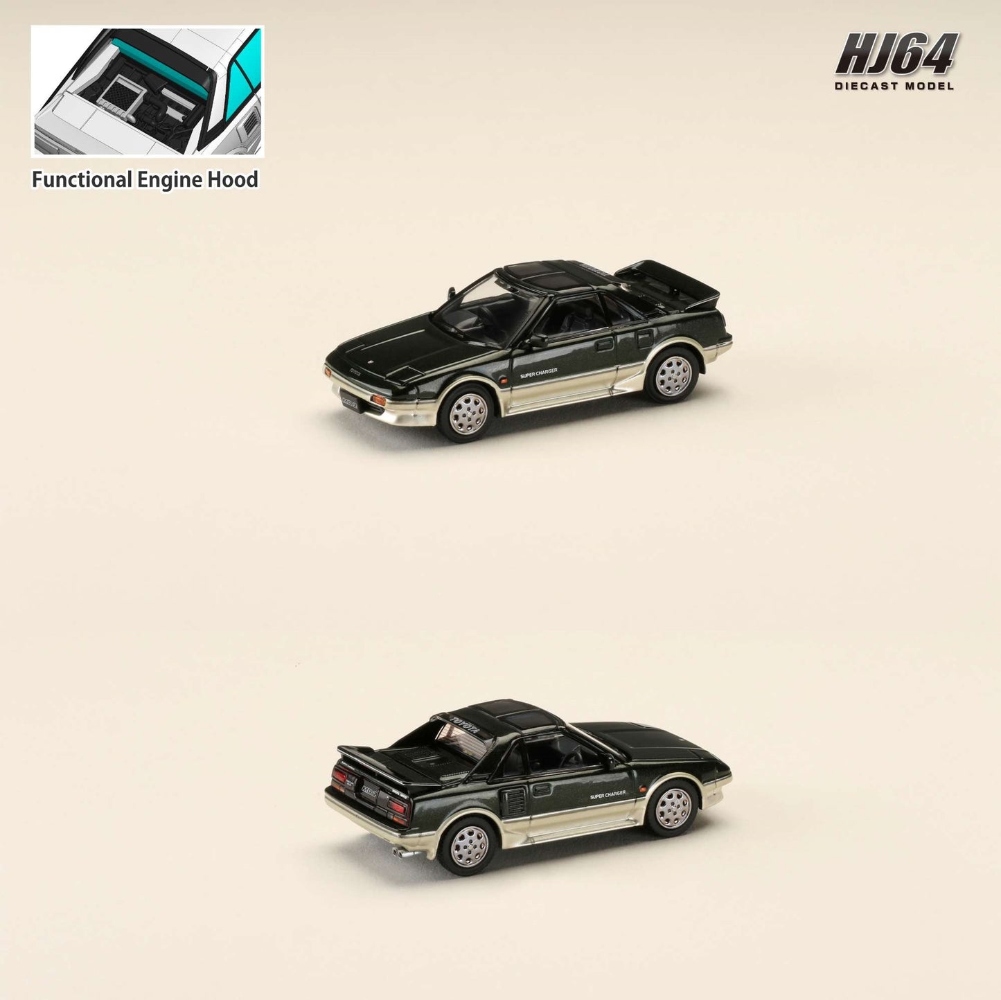 HOBBY JAPAN 1/64 Toyota MR2 1600G-LIMITED SUPER CHARGER 1988 T BAR ROOF - New Sherwood Toning HJ643056AGS