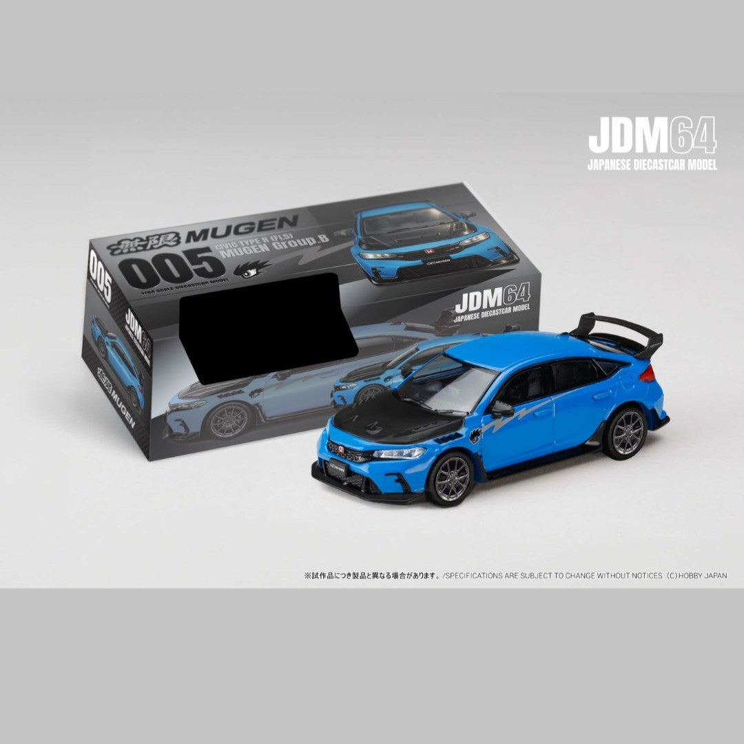 PREORDER  HOBBY JAPAN JDM64 1/64 CIVIC TYPE R (FL5) MUGEN Group.B (2025) - RACING BLUE PEARL  HJDM005B-30 (Approx. Release Date : Q4 2026 subjects to the manufacturer's final decision)