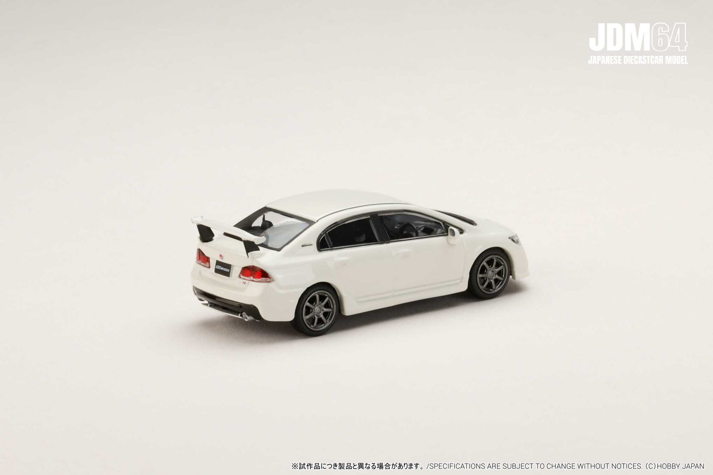 PREORDER HOBBY JAPAN JDM64 1/64 MUGEN CIVIC TYPE R (FD2) Championship White HJDM010-16 (Approx. Release Date : Q2 2026 subjects to the manufacturer's final decision)