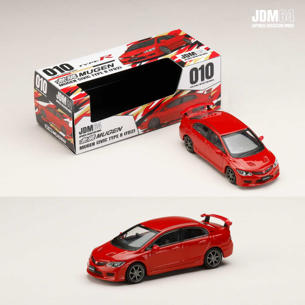 PREORDER HOBBY JAPAN JDM64 1/64 MUGEN CIVIC TYPE R (FD2) Milano Red HJDM010-18 (Approx. Release Date : Q2 2026 subjects to the manufacturer's final decision)