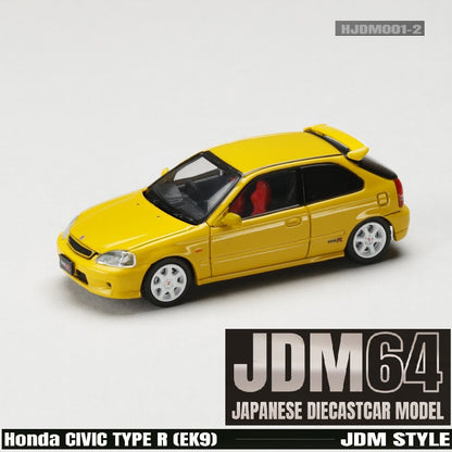 JDM64 by HOBBY JAPAN 1/64 Honda CIVIC TYPE R (EK9) - Sunlight Yellow HJDM001-2