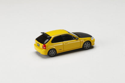 JDM64 by HOBBY JAPAN 1/64 Honda CIVIC TYPE R (EK9) JDM STYLE - Sunlight Yellow HJDM001-4