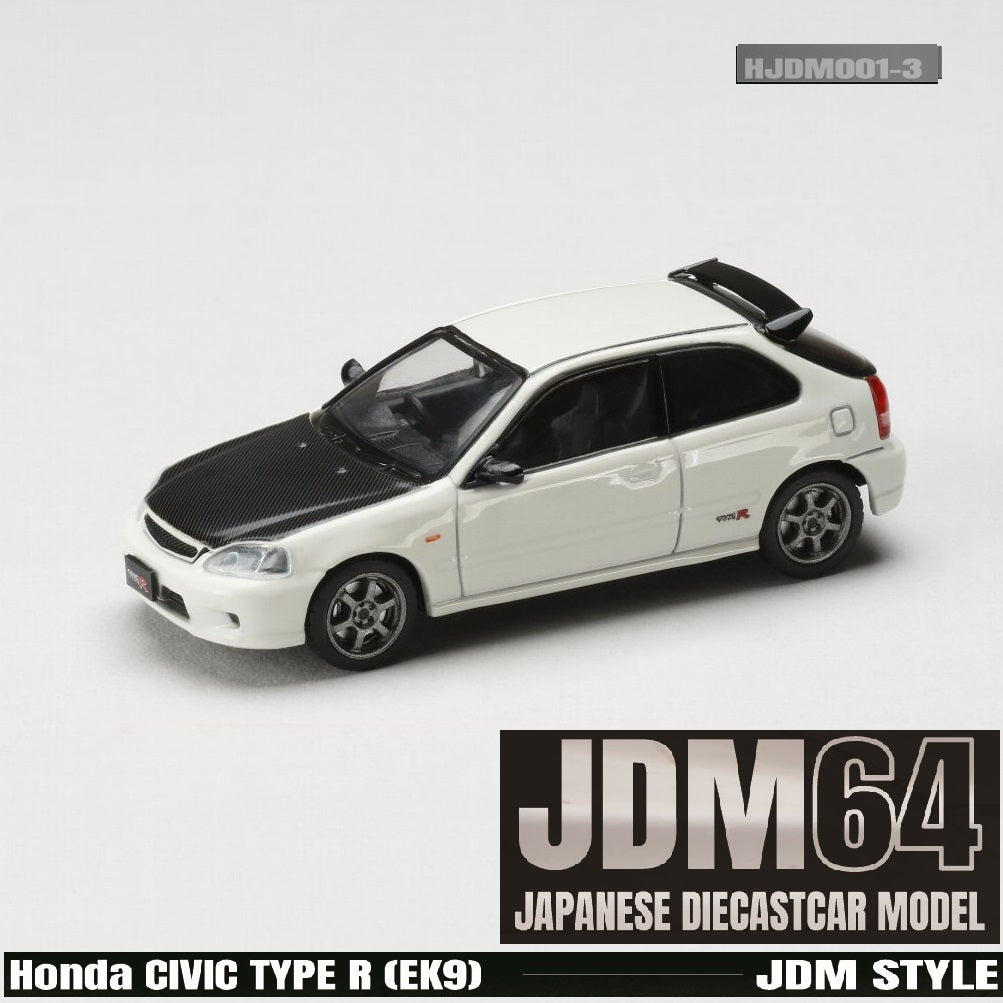 JDM64 by HOBBY JAPAN 1/64 Honda CIVIC TYPE R (EK9) JDM STYLE - Championship White HJDM001-3