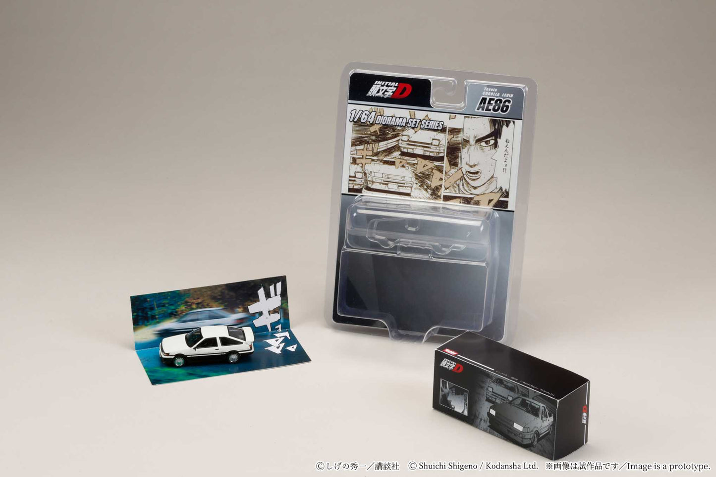 PREORDER HOBBY JAPAN JDM64 1/64 Toyota COROLLA LEVIN (AE86) / Initial D Wataru Akiyama vs Takumi Fujiwara (Includes 2 random cards) HJDMD008B (Approx. Release Date : Q3 2026 subjects to the manufacturer's final decision)
