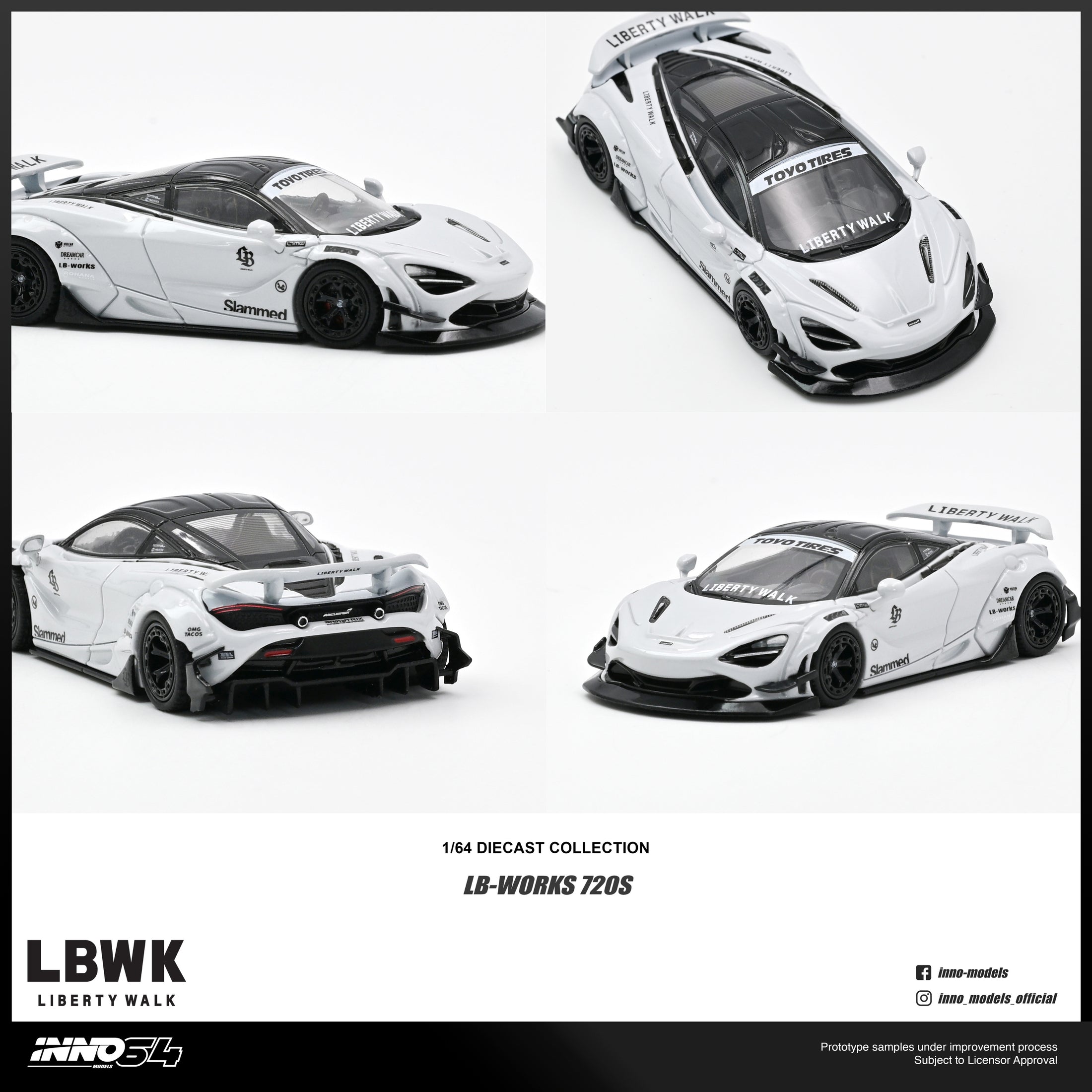 PRE-ORDER Liberty Walk 720S | 1/6 Chance of Silver Chrome Chase Car | Inno64 India
