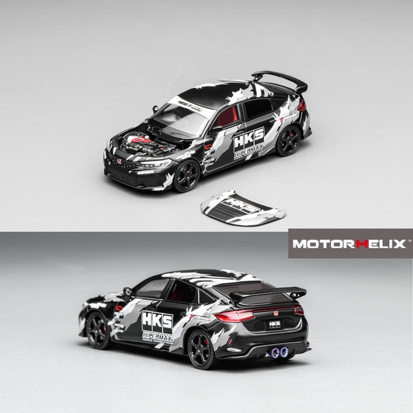 PREORDER Motorhelix 1/64 Honda Civic TYPE R (FL5) HKS Matte Black (Approx. Release Date: Q1 2026 and subject to the manufacturer's final decision)