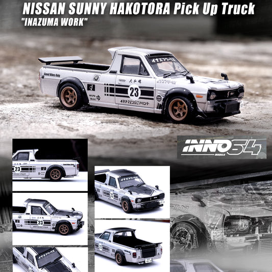 INNO64 1/64 NISSAN SUNNY HAKOTORA Pick Up Truck "INAZUMA WORK" IN64-HKT-23R