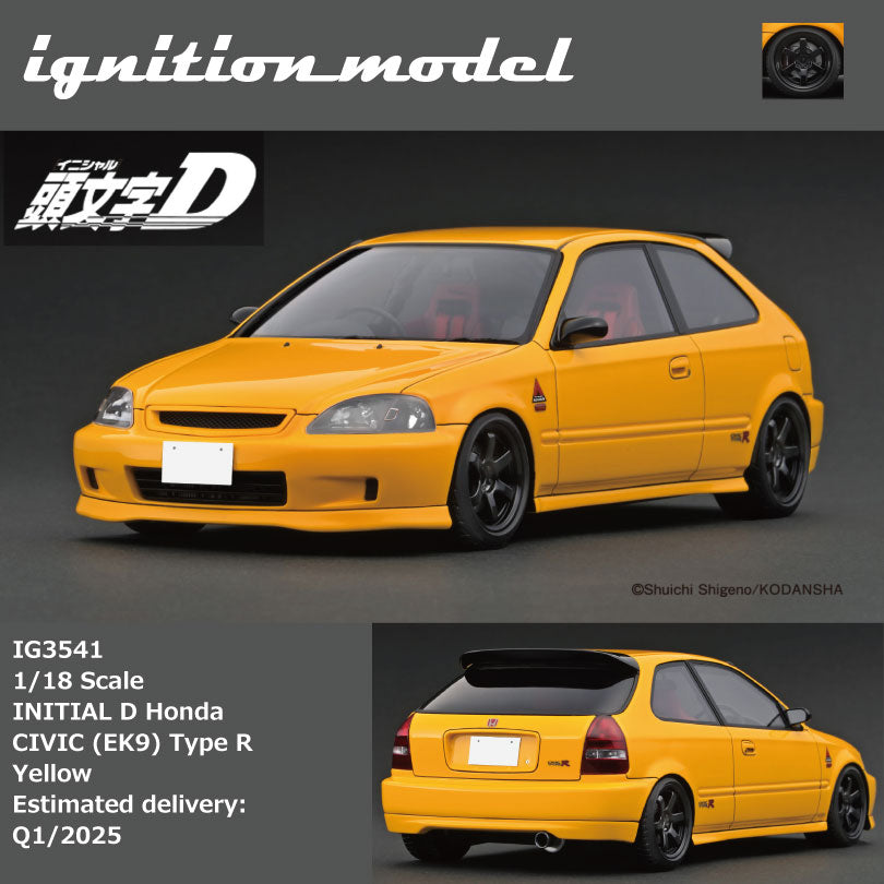 PREORDER Ignition Model 1/18 INITIAL D Honda CIVIC (EK9) Type R Yellow ...