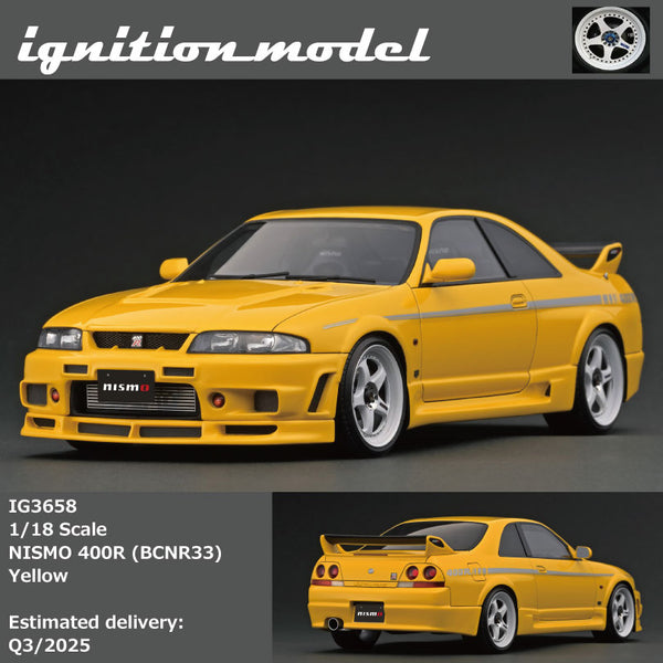 PREORDER Ignition Model 1/18 NISMO 400R (BCNR33) Yellow IG3658 (Approx. Release Date : Q3 2025 subject to manufacturer's final decision)