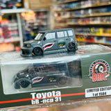 BM Creations 1/64 Toyota 2000 bB - Matte Green + P40 Tiger Pattern RHD Limited Edition 64B0382