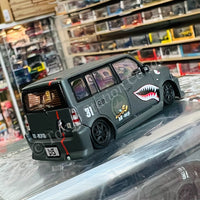 BM Creations 1/64 Toyota 2000 bB - Matte Green + P40 Tiger Pattern RHD Limited Edition 64B0382