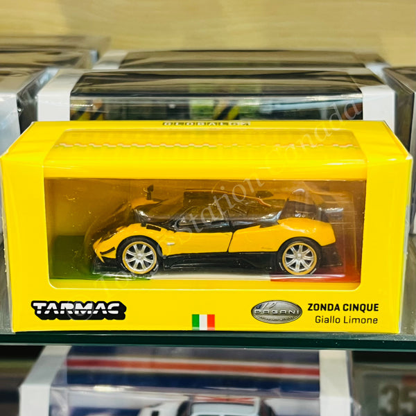 *CHASE CAR* TARMAC WORKS 1/64 GLOBAL64 Pagani Zonda Cinque Giallo Limone with Container Special Edition T64G-TL021-YL