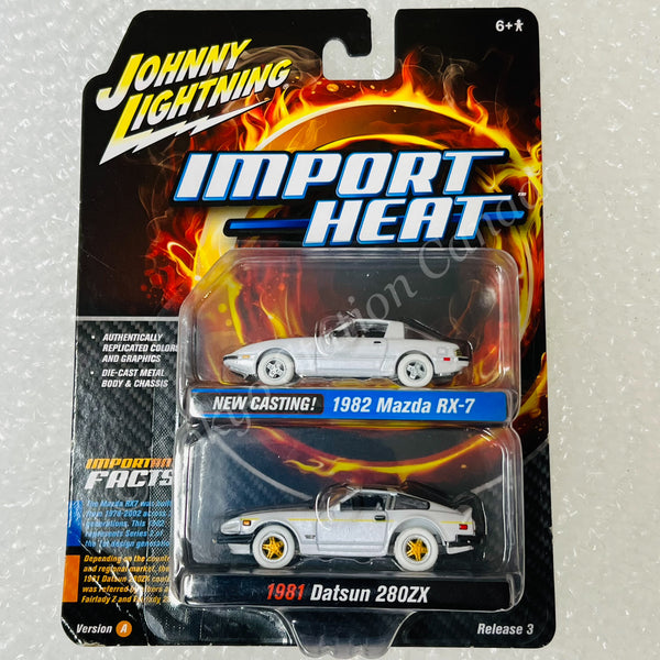 *CHASE CAR* JOHNNY LIGHTNING 1/64 IMPORT HEAT Twin Pack 1982 Mazda RX-7 and 1981 Datsun 280ZX 849398045619